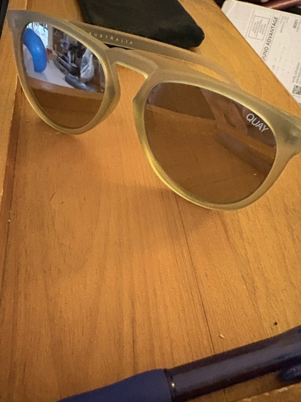 Quay Australia Olive Green Frame Mirrored Lens Sunglasses